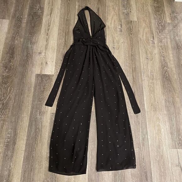 NWT Topshop Crystal Embellished Halter Jumpsuit - Size: 4 - Picture 3 of 16